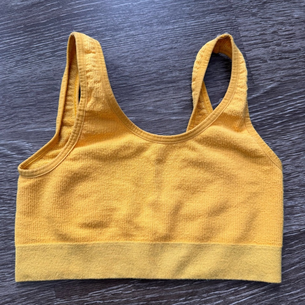 Urban Outfitters Mustard Ribbed Sports Bra